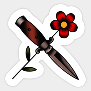 HomeSchoolTattoo Knife and Flower Sticker